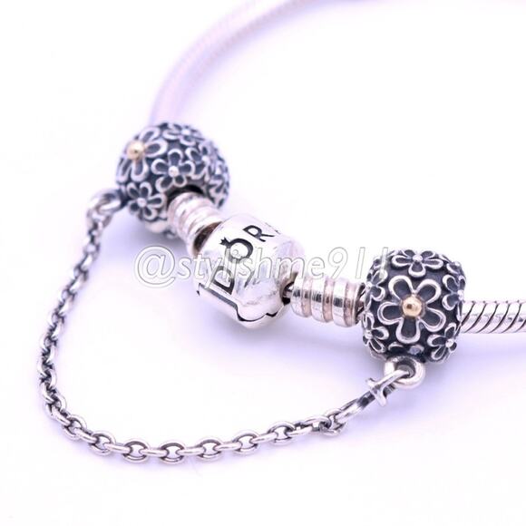Authentic PANDORA Bouquet Clip Safety Chain - Picture 1 of 12